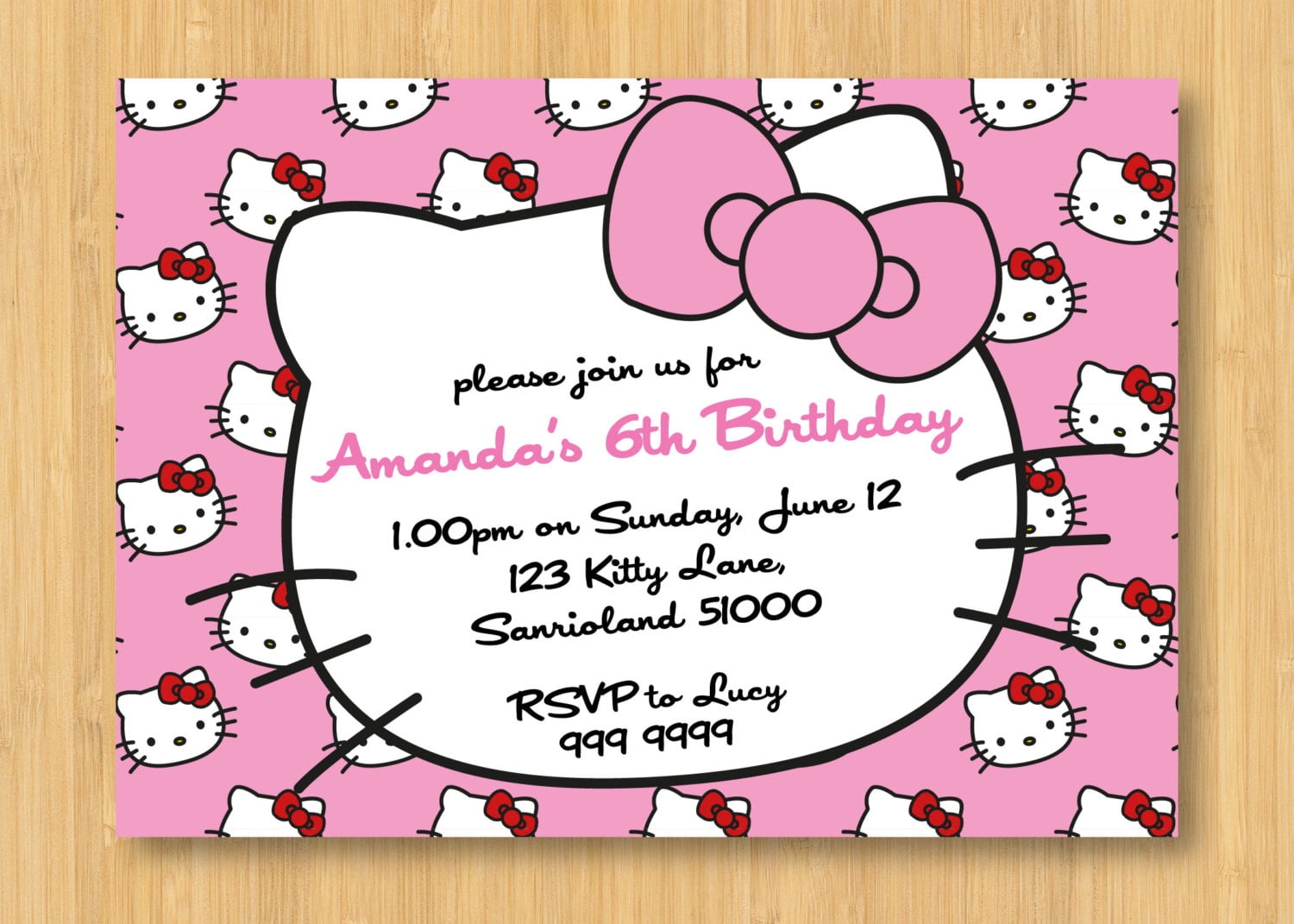 Hello Kitty Printable Birthday Invitations Template FREE Invitation 