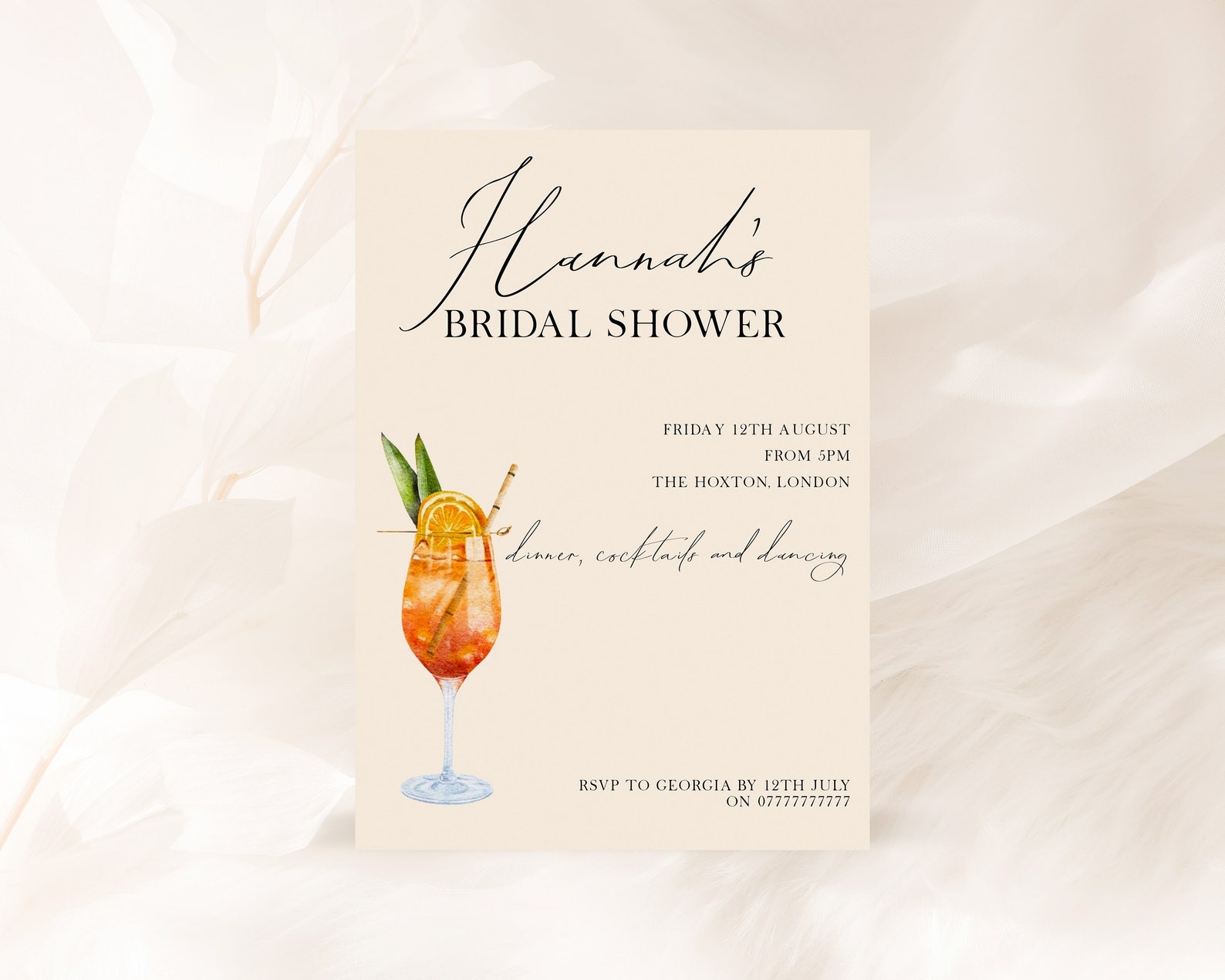 Hen Do Invite Cocktail Hen Party Invitation Pink Hen Do Invite 