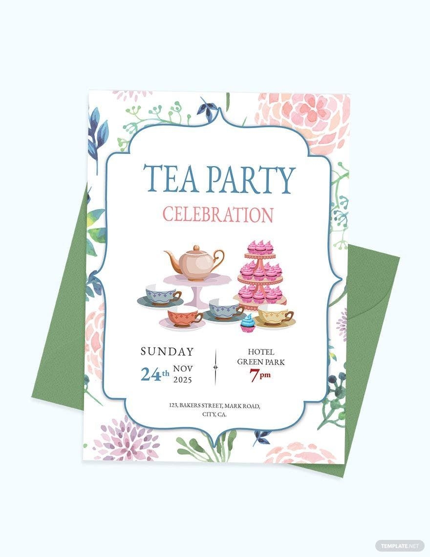 High Tea Party Invitation Card Template In Word PSD Publisher Pages 