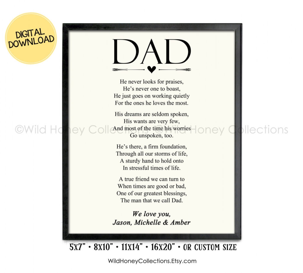 Inspirational Fathers Day Poems Free Printable FREE Printable HQ