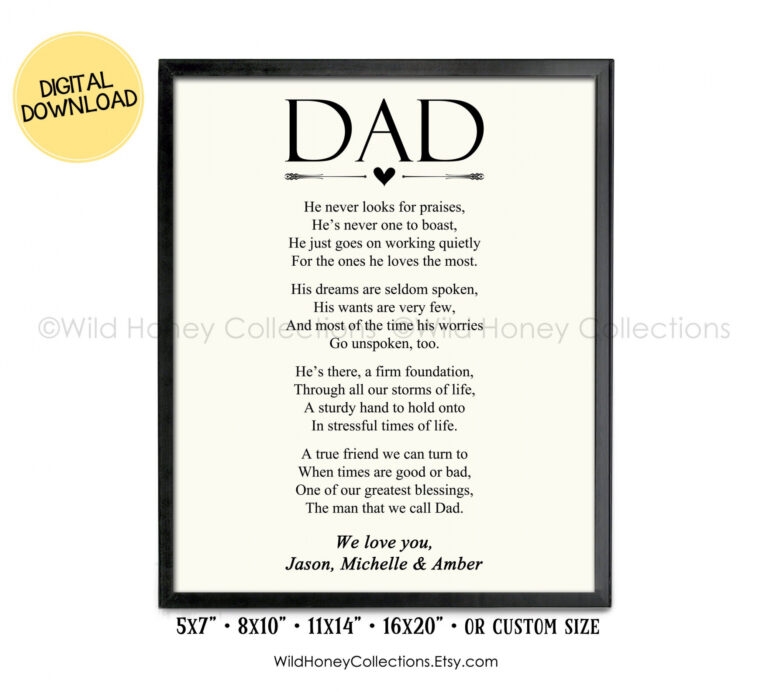 Inspirational Fathers Day Poems Free Printable FREE Printable HQ