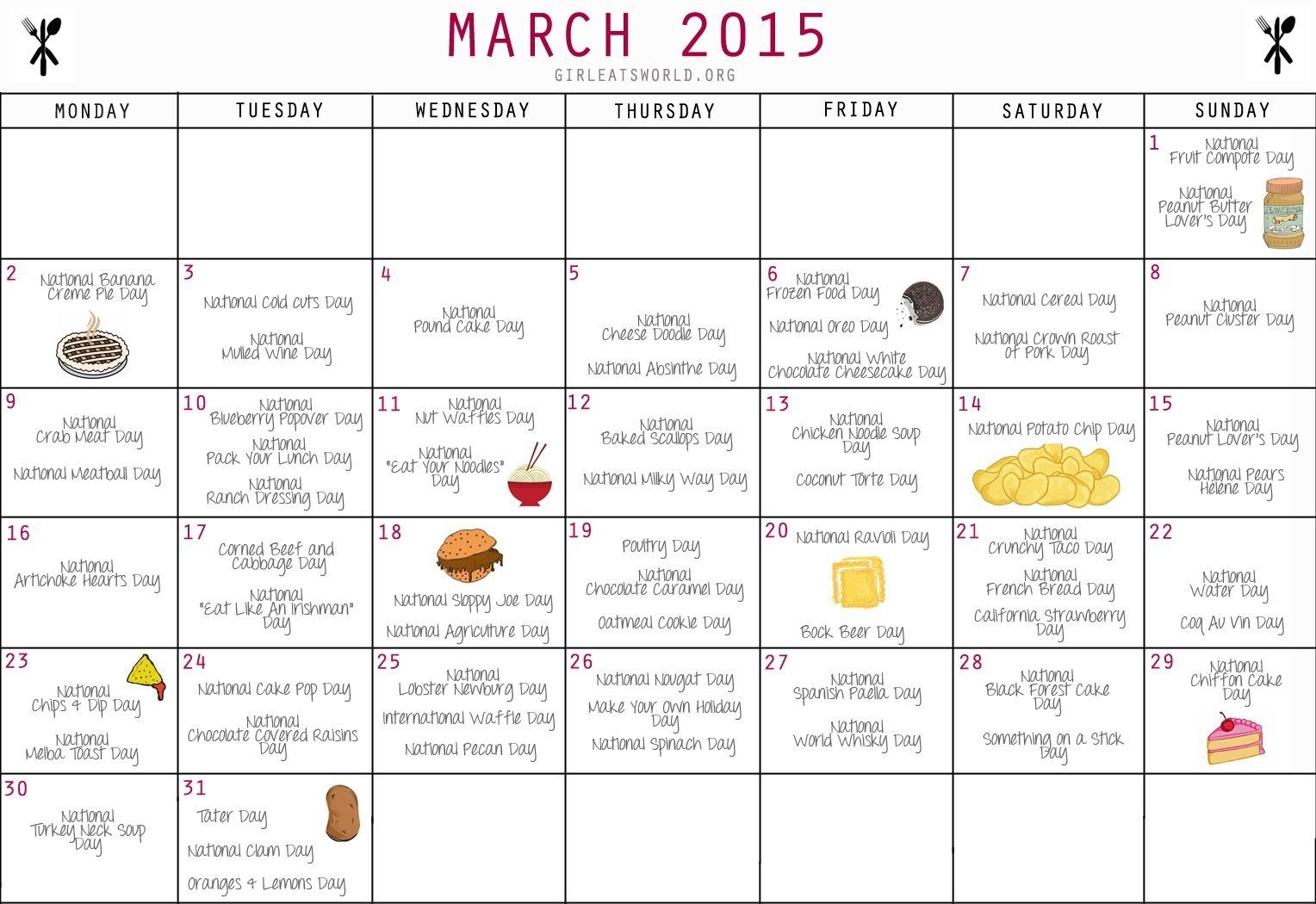 International Food Day Calendar 2024 February March 2024 Calendar