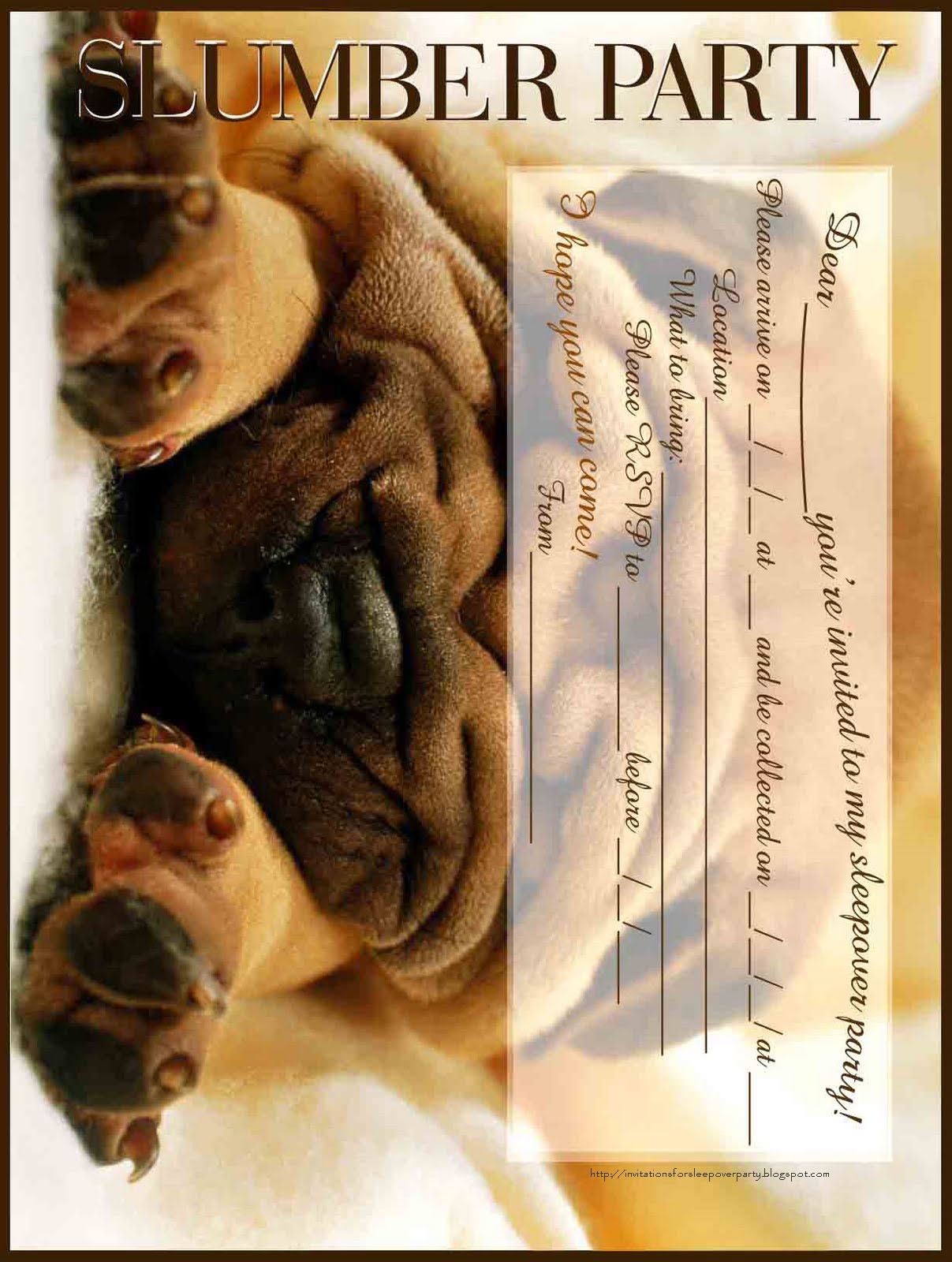 INVITATIONS FOR SLEEPOVER PARTY