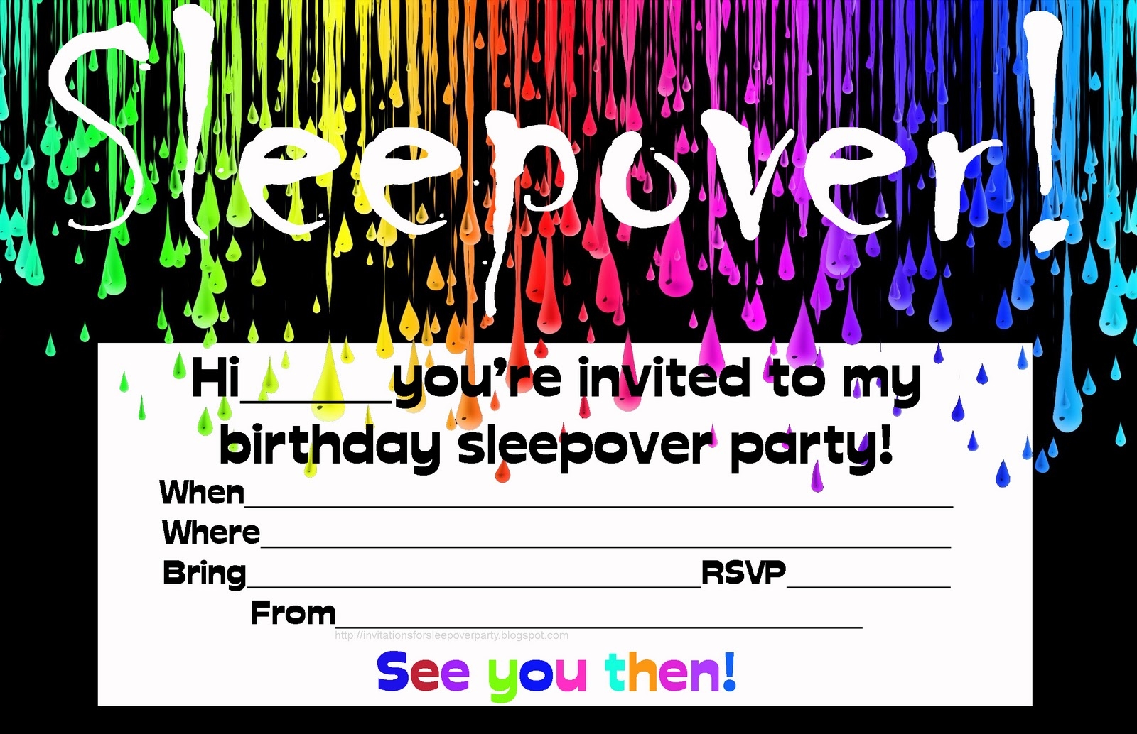 INVITATIONS FOR SLEEPOVER PARTY