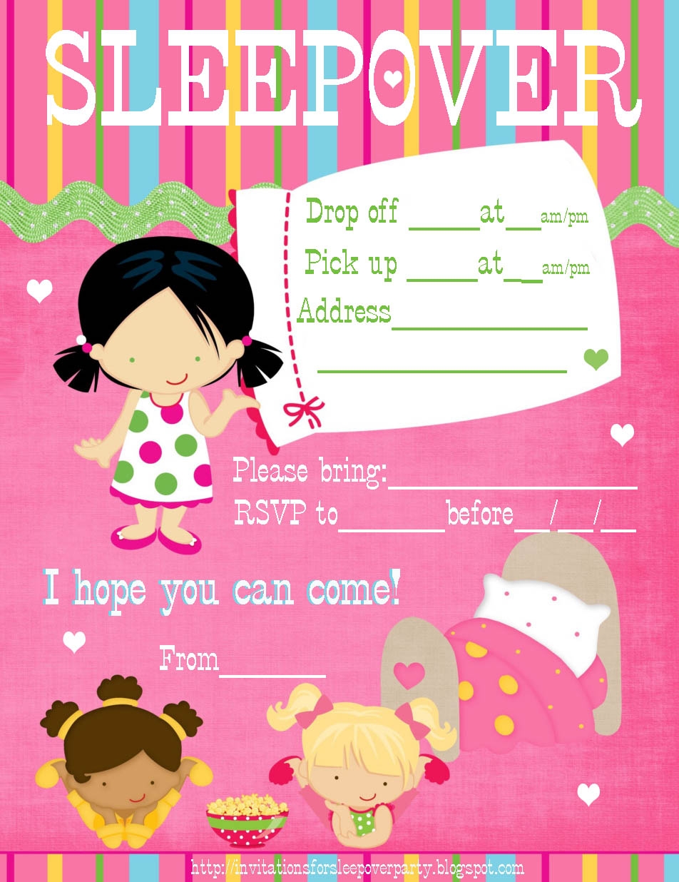 INVITATIONS FOR SLEEPOVER PARTY