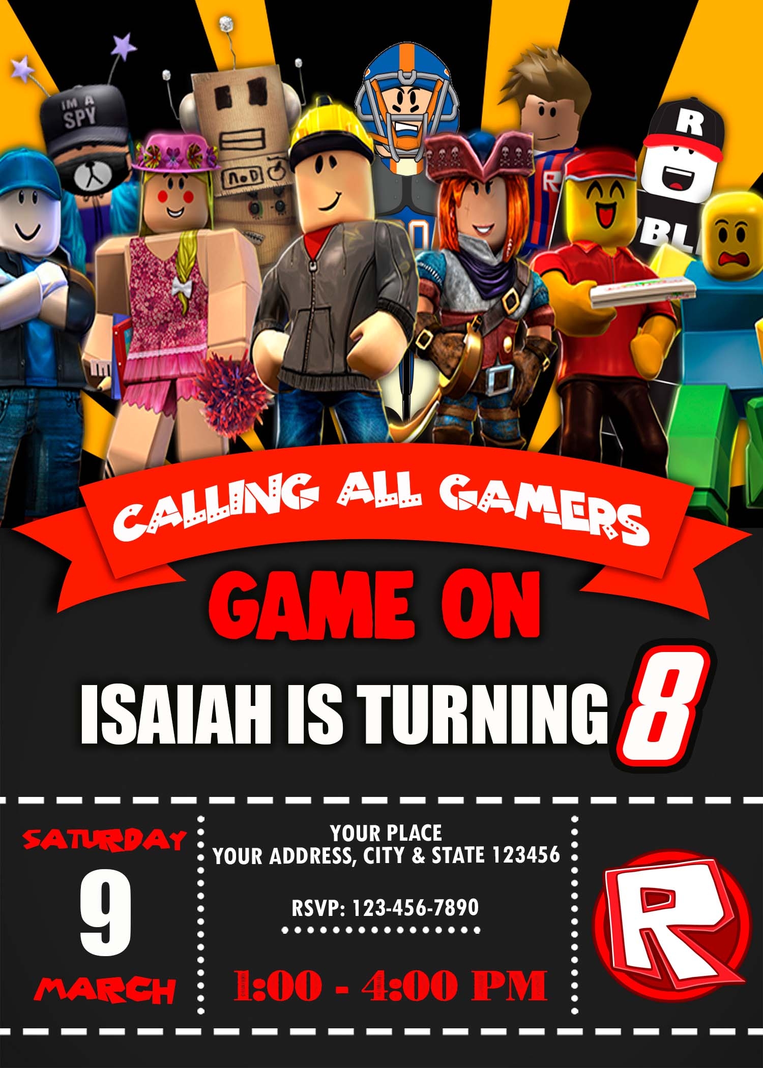 Invitations Roblox Birthday Roblox Printables Invitation Girl Roblox 
