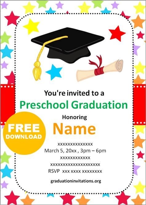 Kindergarten Graduation Invitation Templates Free Download At