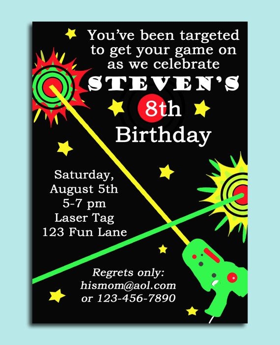 Laser Tag Birthday Invitation Printable And Printed With FREE SHIPPING