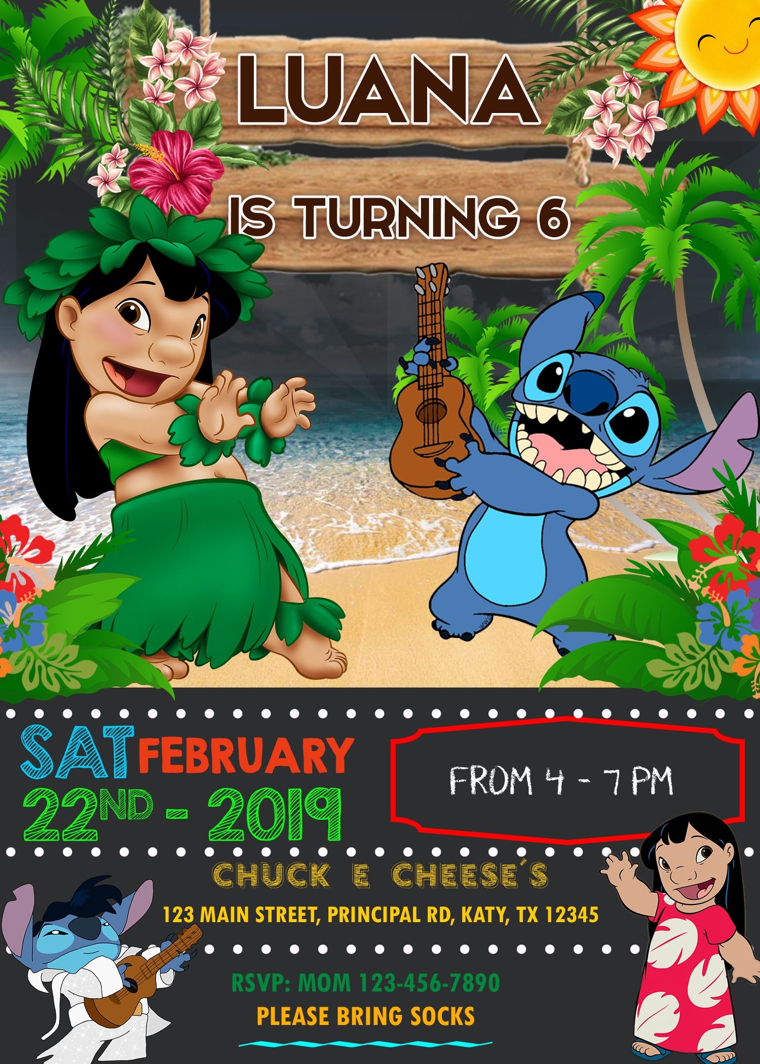 Lilo And Stitch Birthday Invitation Lilo And Stitch Birthday