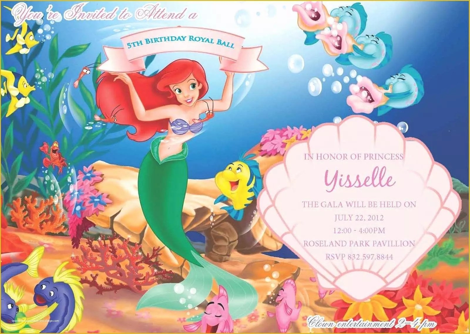 Little Mermaid Invitations Templates Free Printable Word Searches