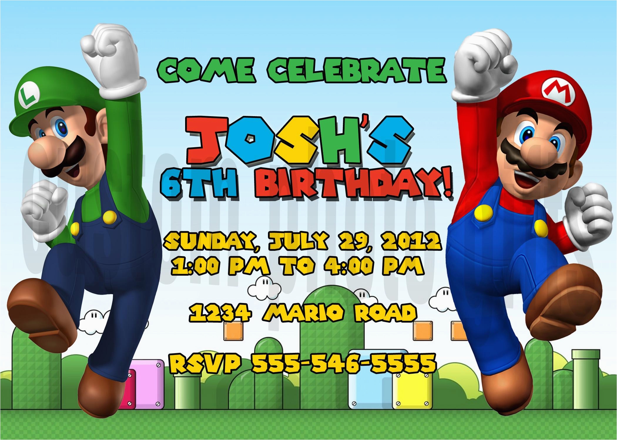 Luigi Birthday Invitations Free Printable Super Mario Brothers Birthday 