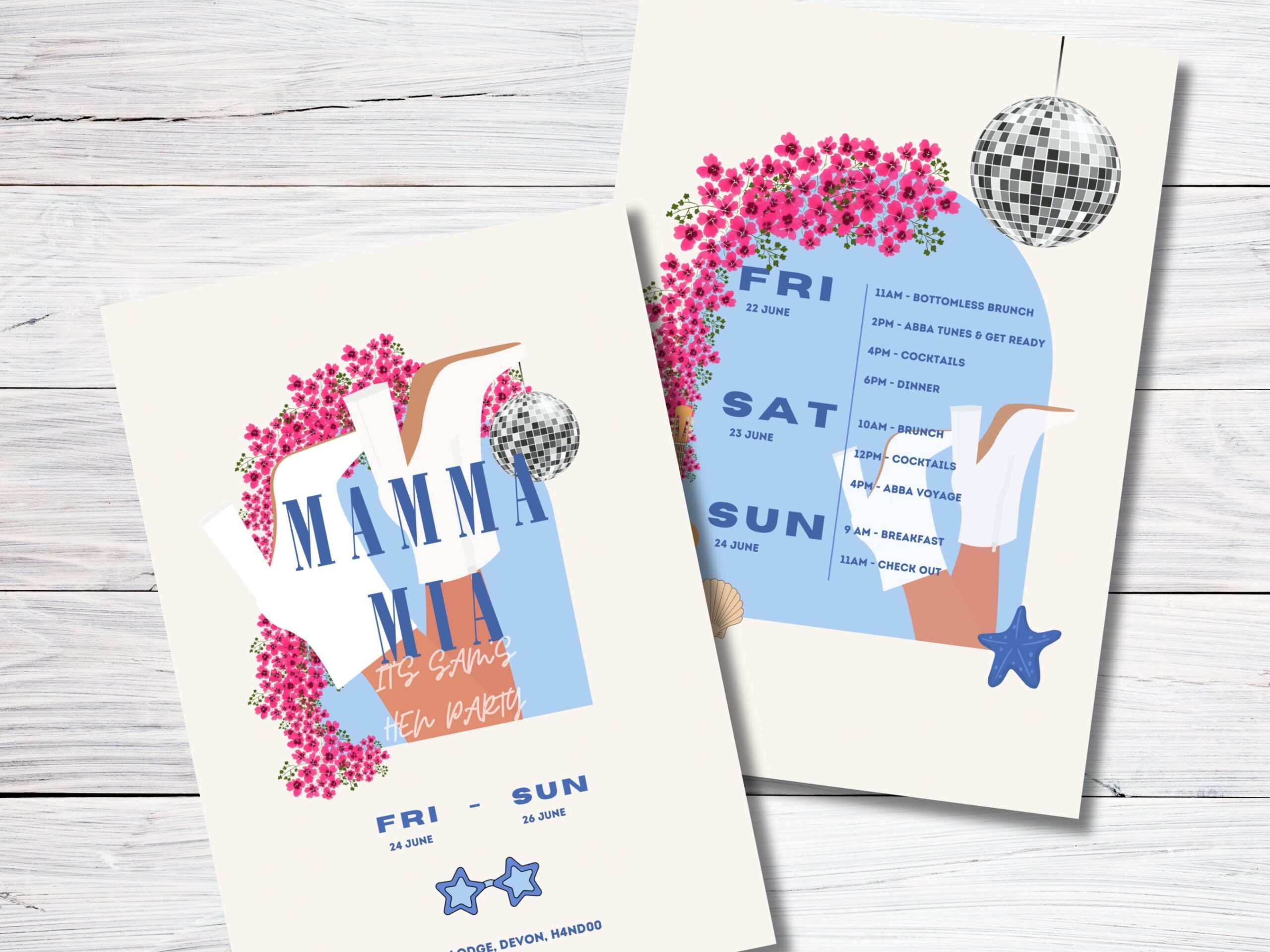 MAMMA MIA Hen Party Invite Template Bachelorette Hen Itinerary Editable 
