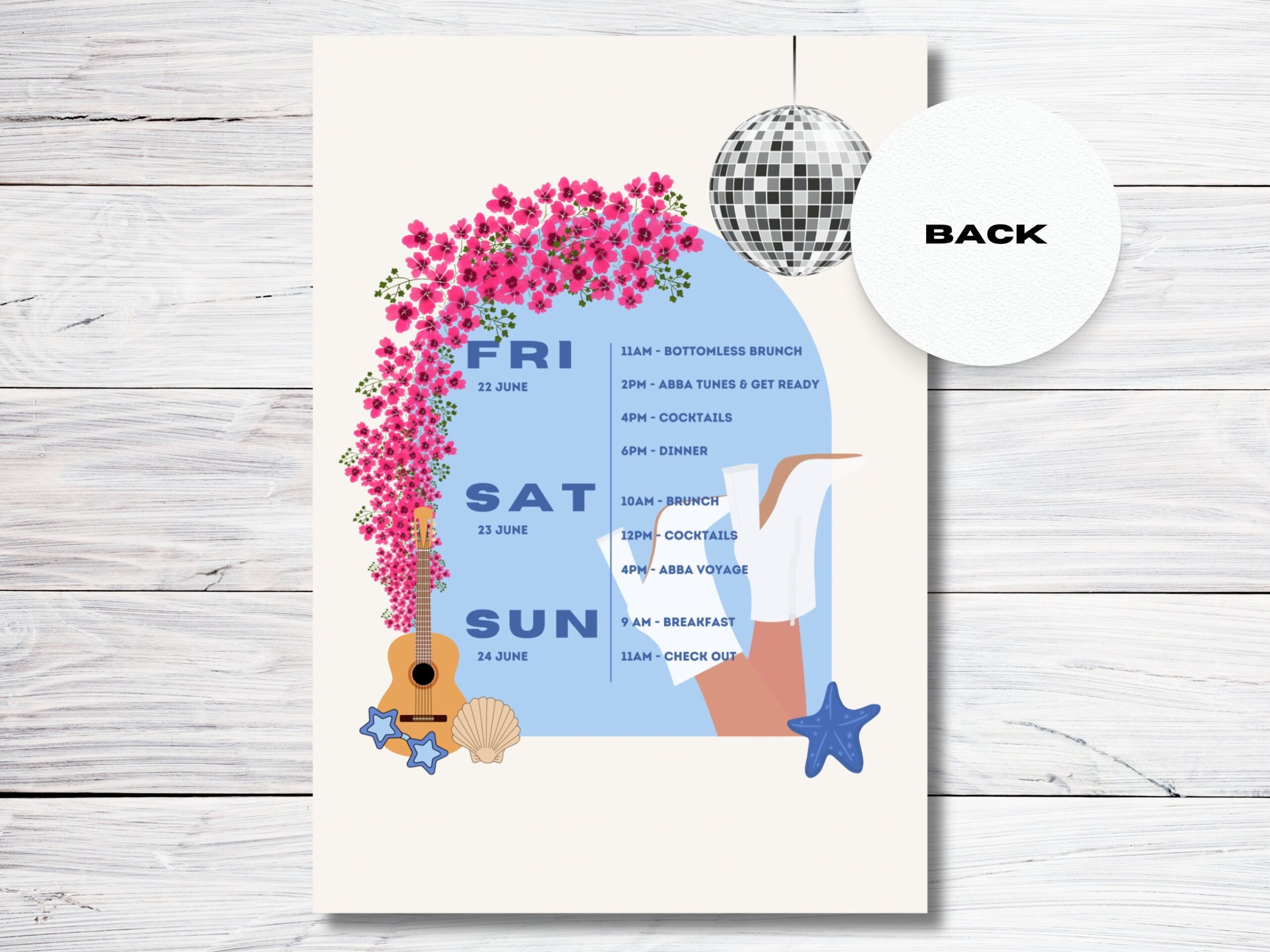 MAMMA MIA Hen Party Invite Template Bachelorette Hen Itinerary Editable 