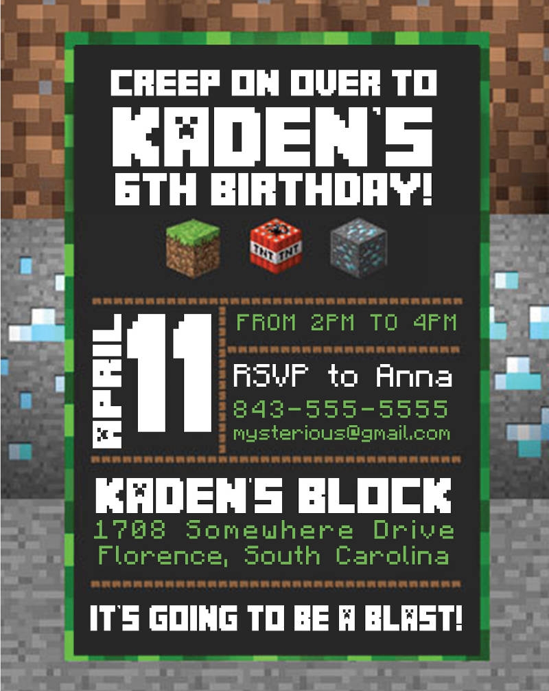 Minecraft Birthday Card Template Cardtemplate my id