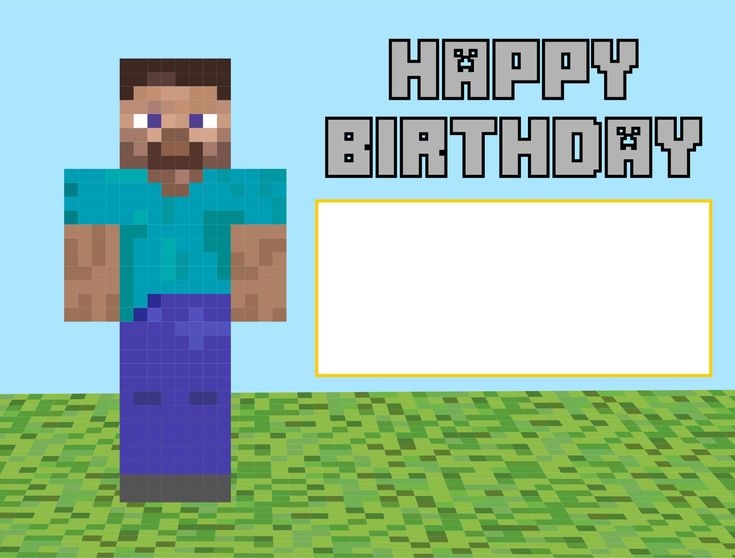 Minecraft Happy Birthday Card Printable Free Minecraft Birthday Card