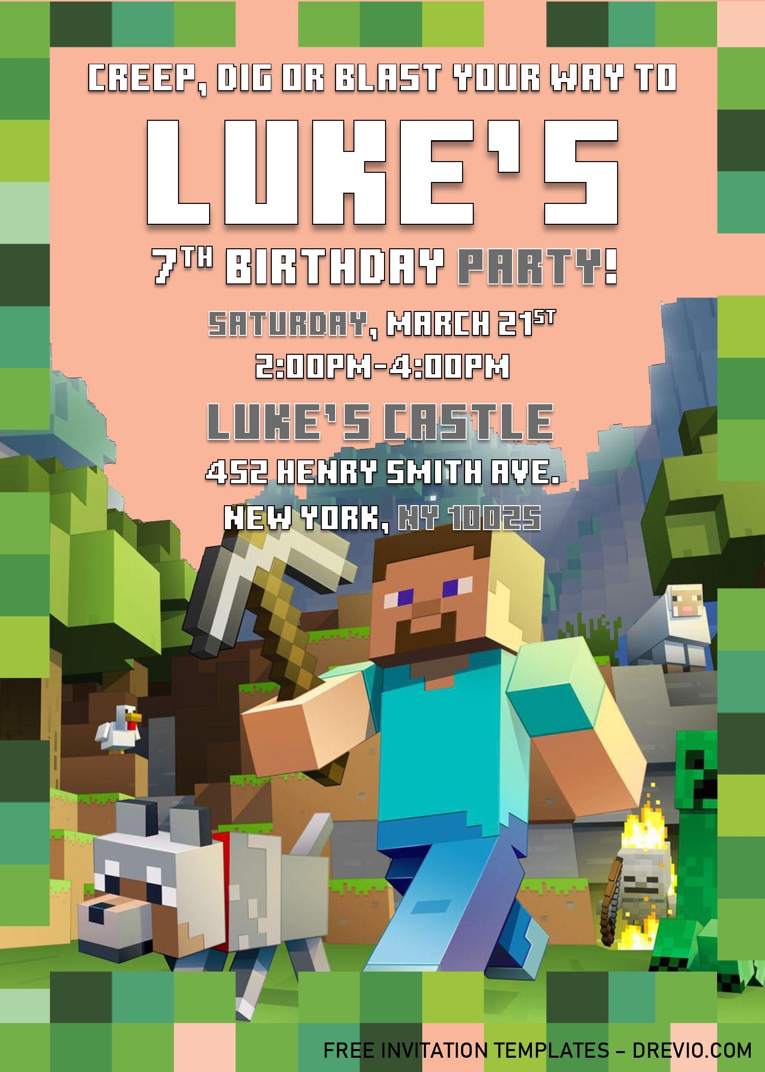 Minecraft Invitation Template Free