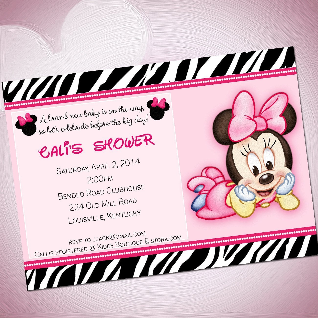 Minnie Mouse Baby Shower Blank Invitations