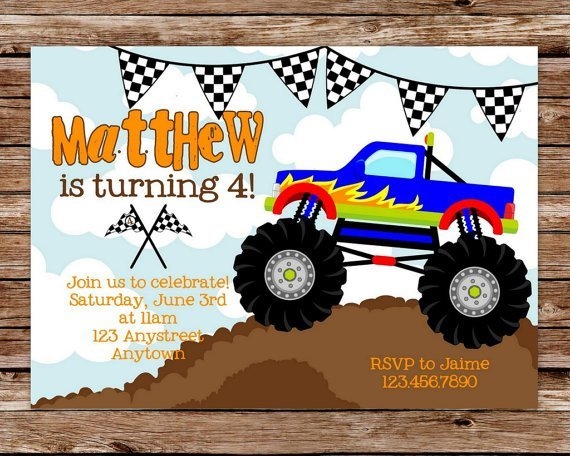 Monster Jam Birthday Invitations