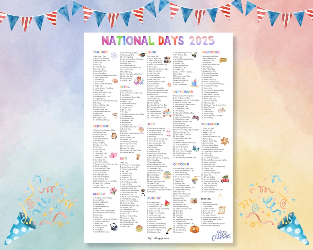National Days Calendar 2025 Printable Free Calendars 2025