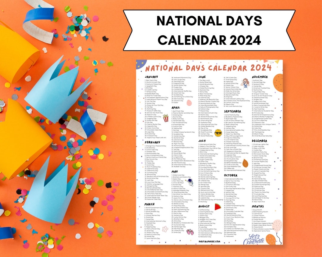 National Days Calendar Printable 2024 National Holidays Calendar Social 
