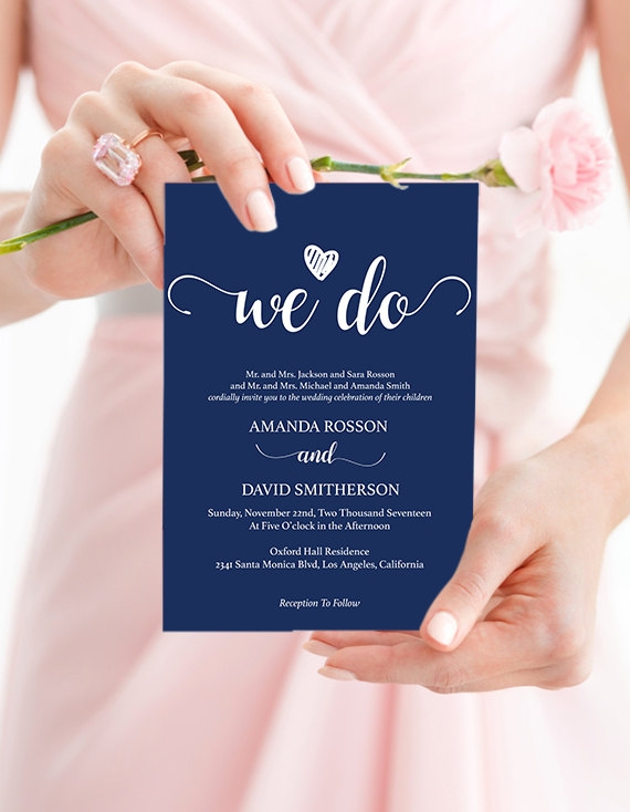 Navy Blue Wedding Invites Instant Download Navy Wedding Invitations 