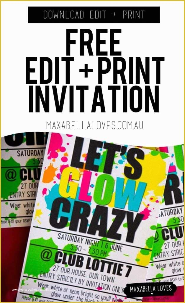 Neon Party Invitations Templates Free Of Free Glow Party Invitation 