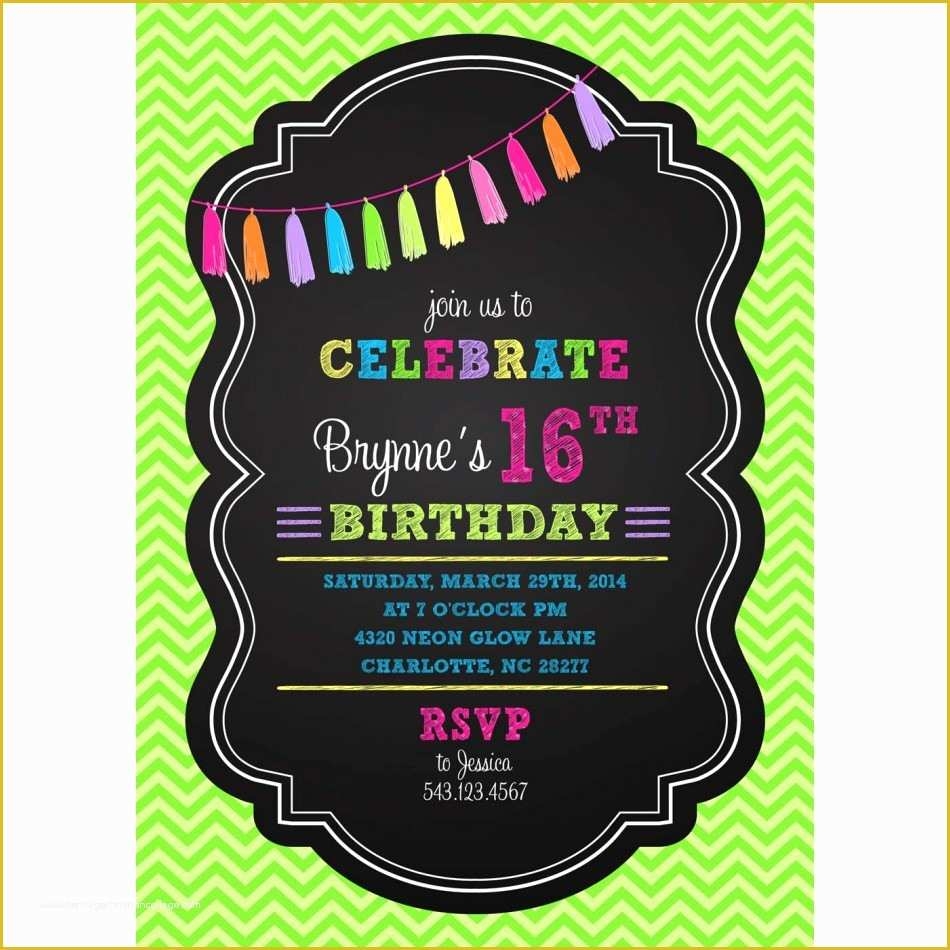 Neon Party Invitations Templates Free Of Party Invitation Templates