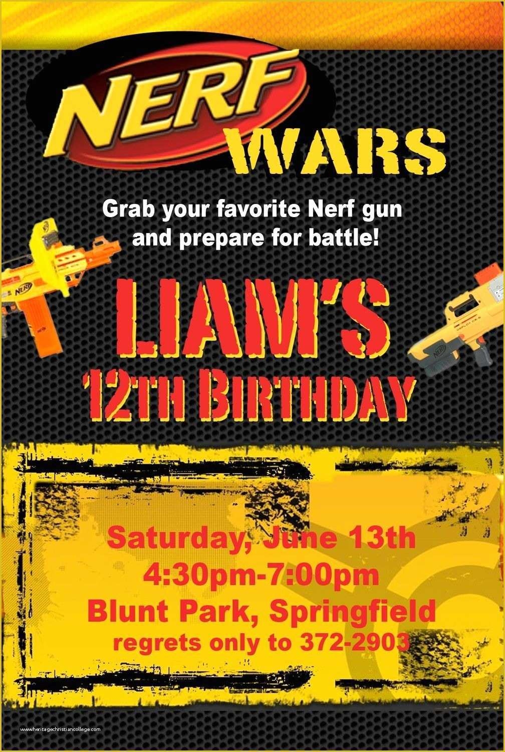 Nerf Invitation Template Free Of Nerf War Birthday Party Invitation 