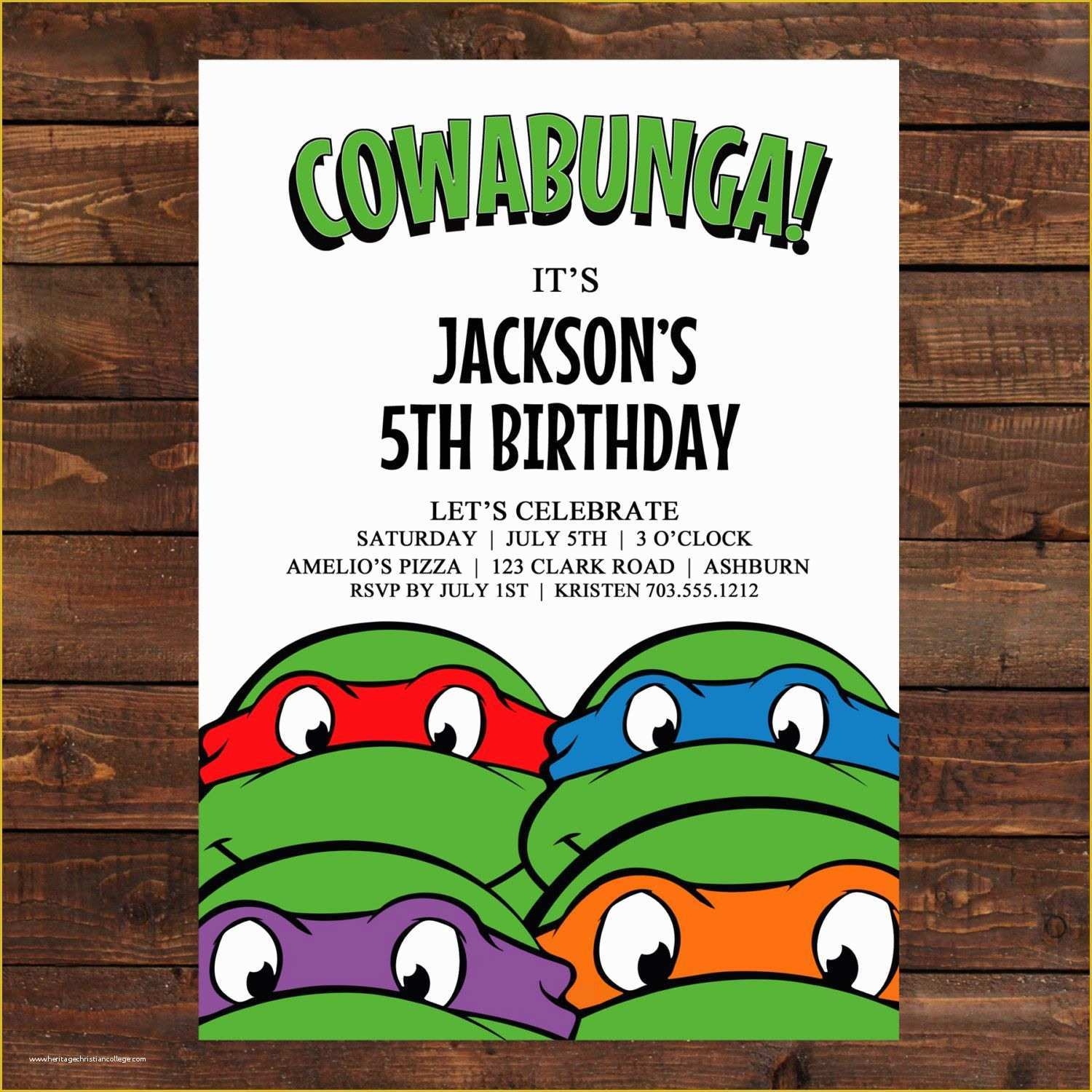 Ninja Birthday Party Invitation Template Free Of Teenage Mutant Ninja 