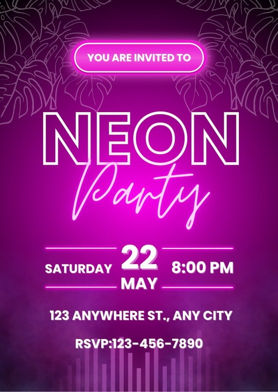 Page 2 Customize 99 Neon Party Invitations Templates Online Canva