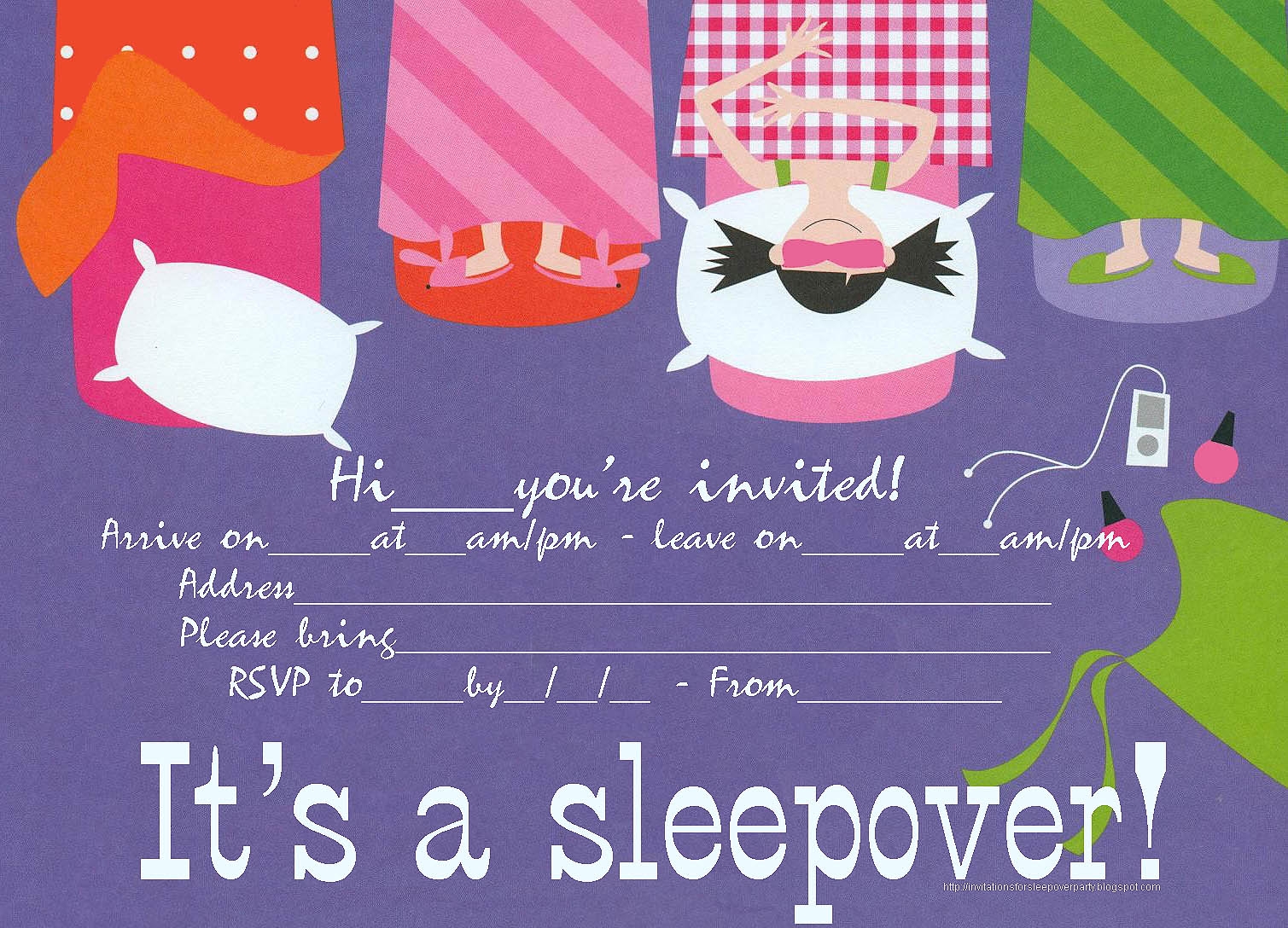 Pajama Party Invites Free Printables Printable Party