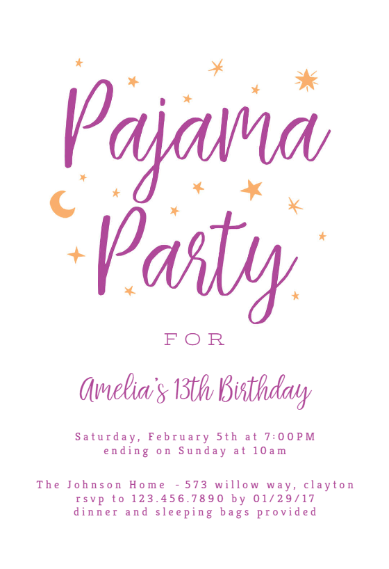 Pajama Party Invites Free Printables Printable Sight Words List