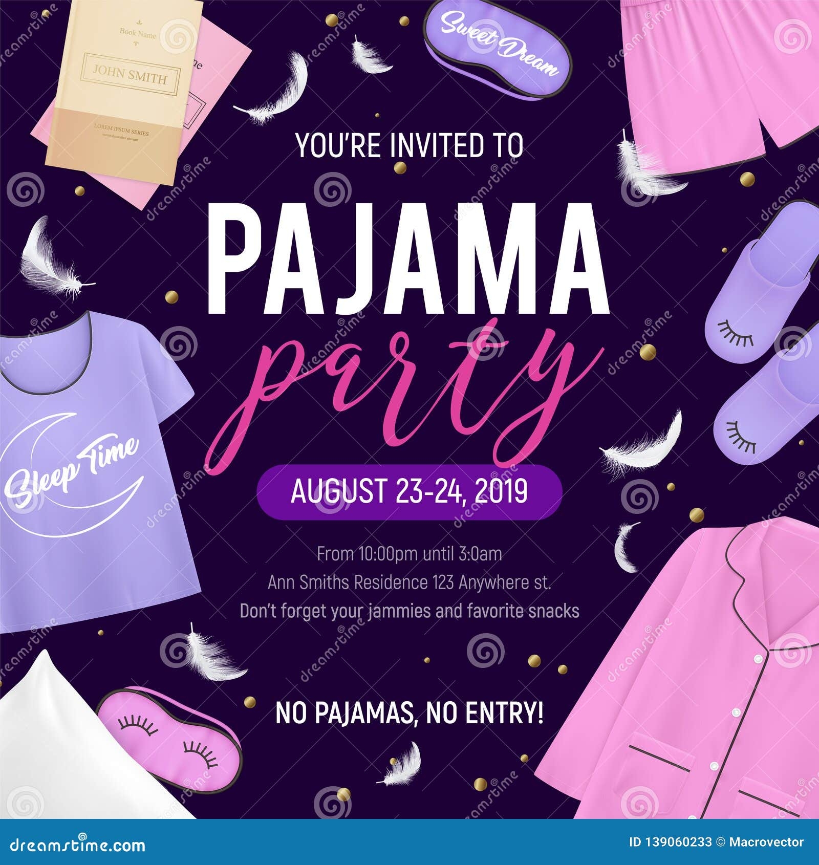 Pajama Party Poster Stock Vector Illustration Of Pink 139060233