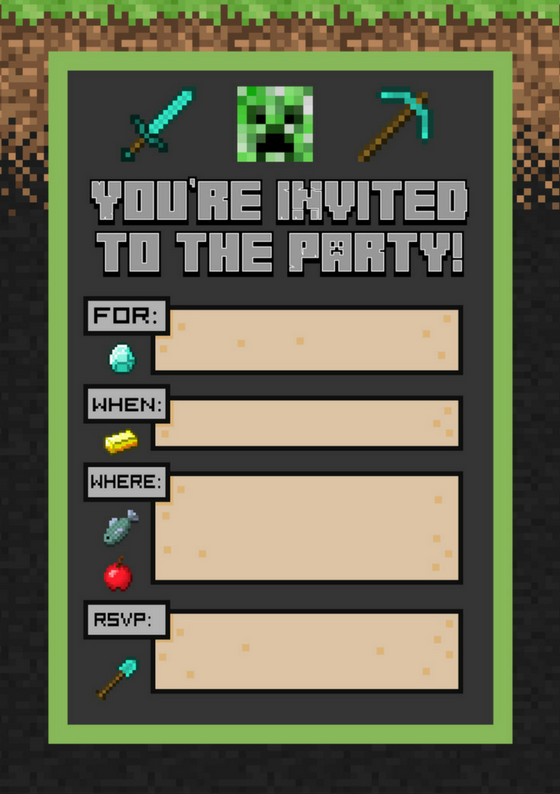 Party Invites WK Minecraft Party Invitations Diy Minecraft