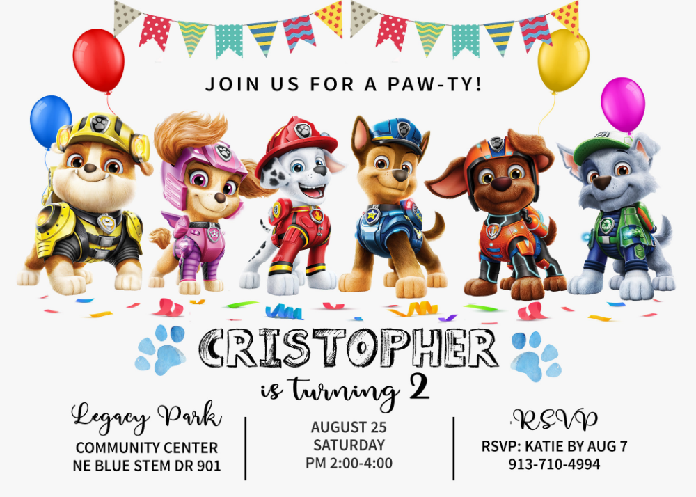 Paw Patrol Invitation Paw Patrol Birthday Girl Paw Patrol Birthday