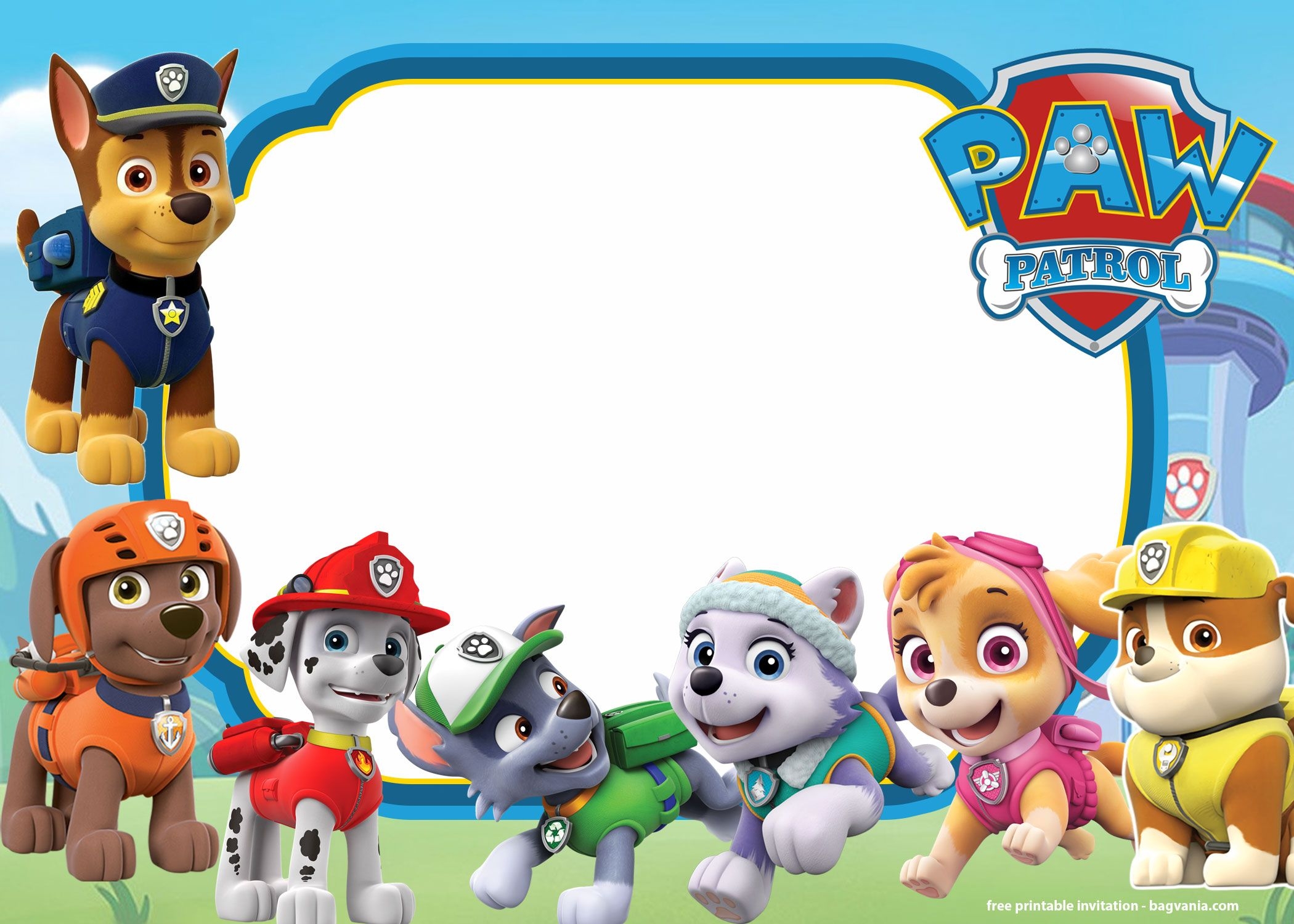 Paw Patrol Invitation Template Free Download Content Calendar Template