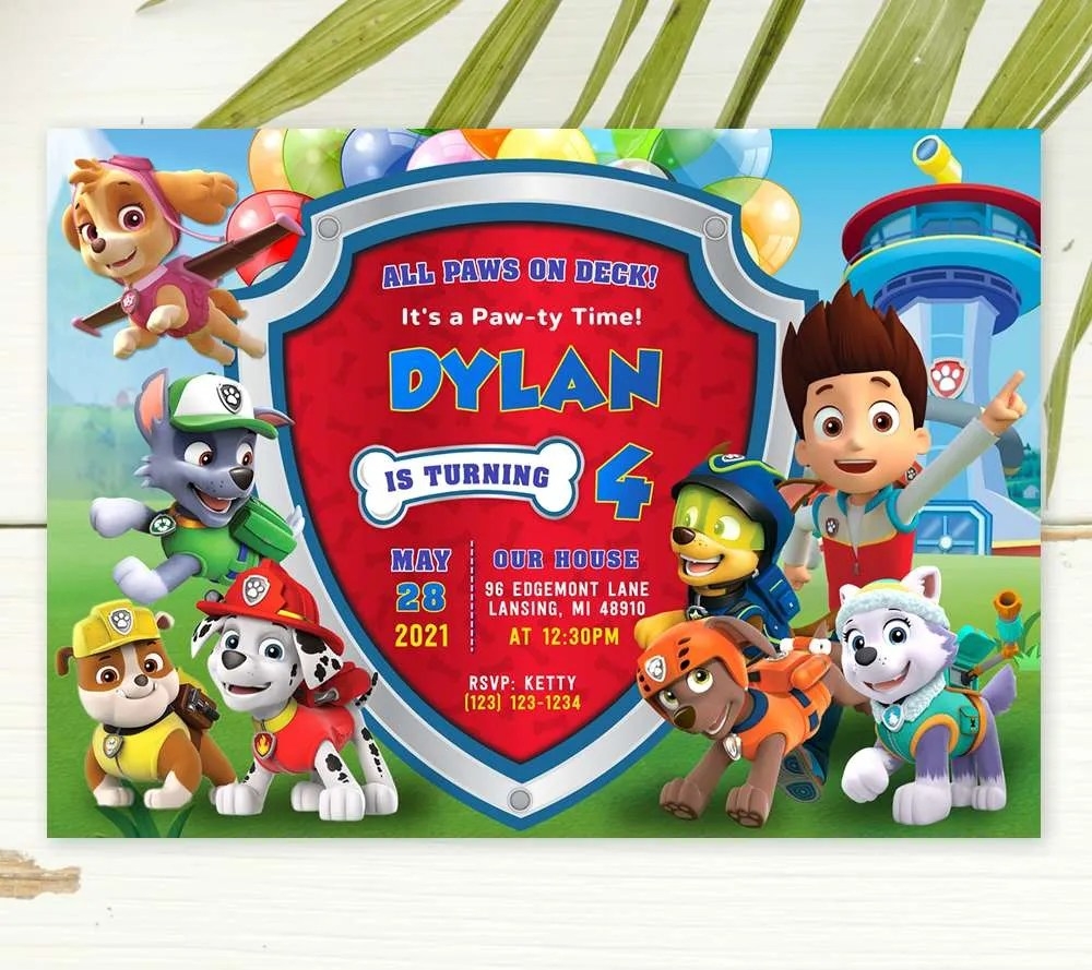 Paw Patrol Invitation Template Free Editable Printable Word Searches