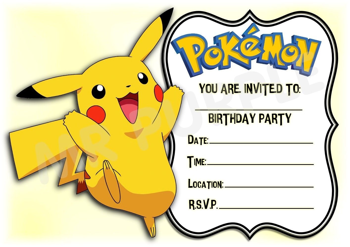 Pikachu Invitation Template