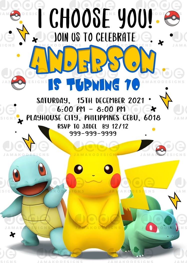 Pikachu Pokemon Birthday Invitation Template By 43 OFF