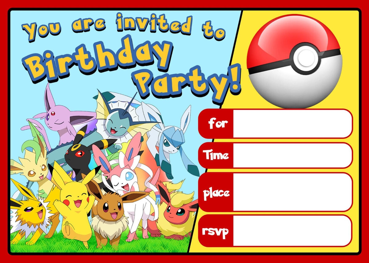 Pokemon Birthday Party Invitations with Free Silhouette Cut File 