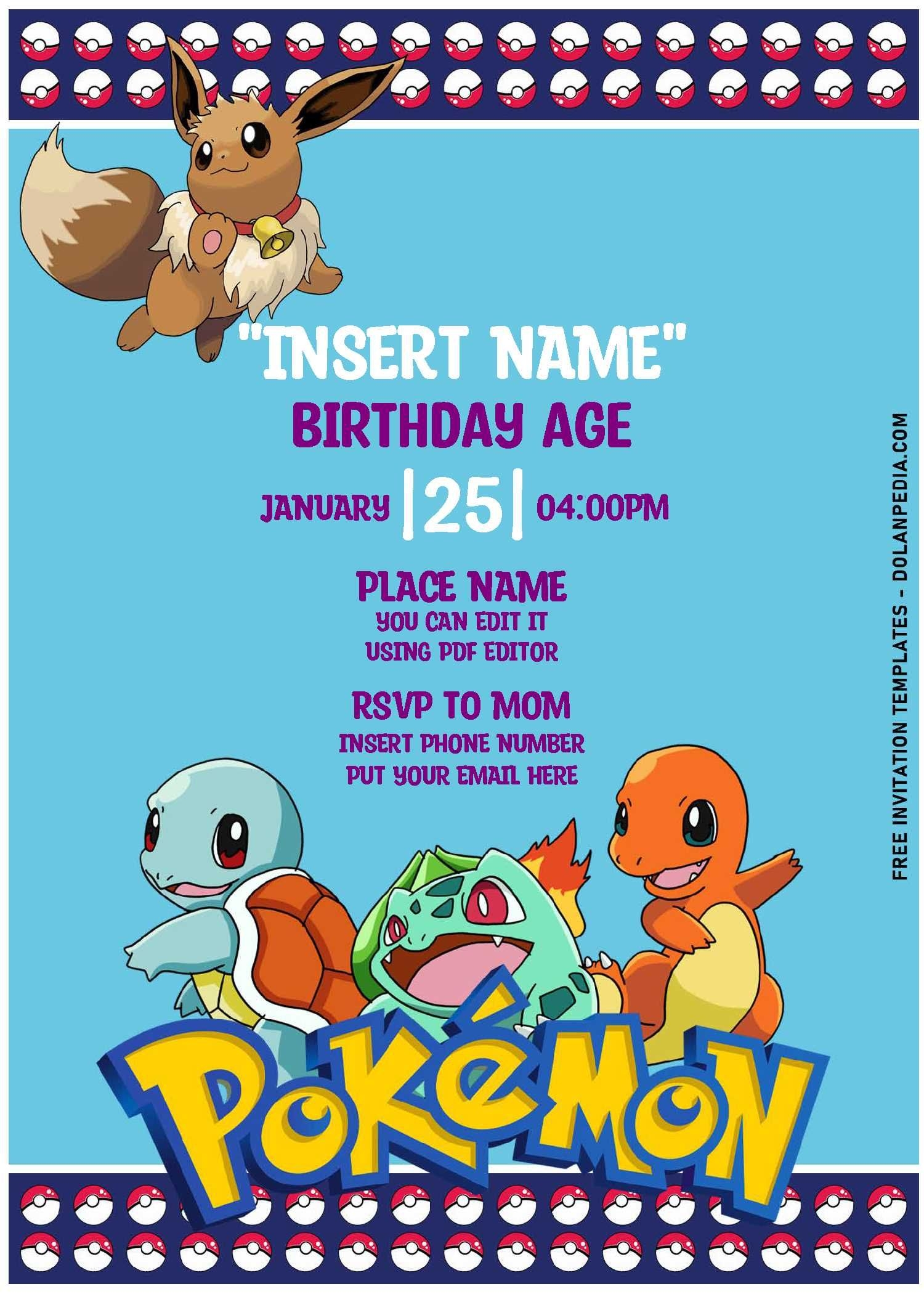 Pokemon Invitations Template Free Social Media Template