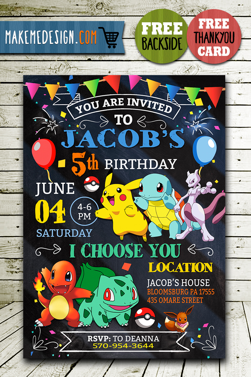 Pokemon Printable Invitations