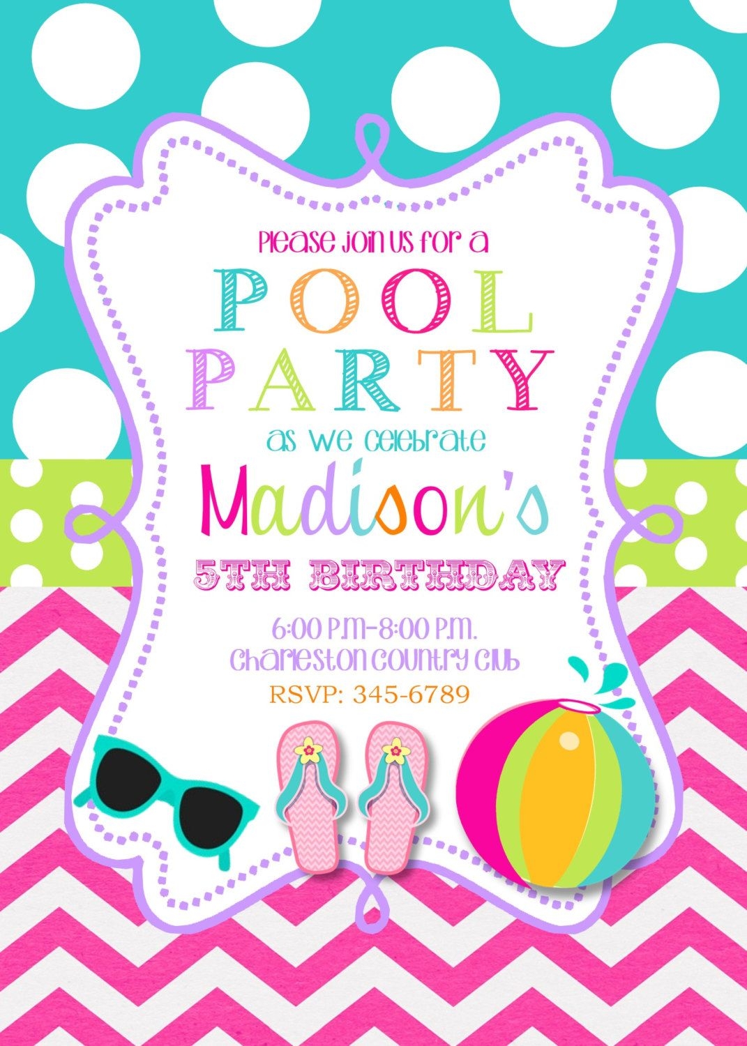 Pool Party Birthday Invitation Template