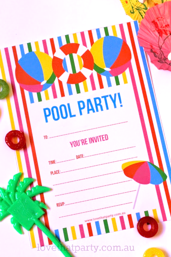 Pool Party Invitations Printable Printable Templates