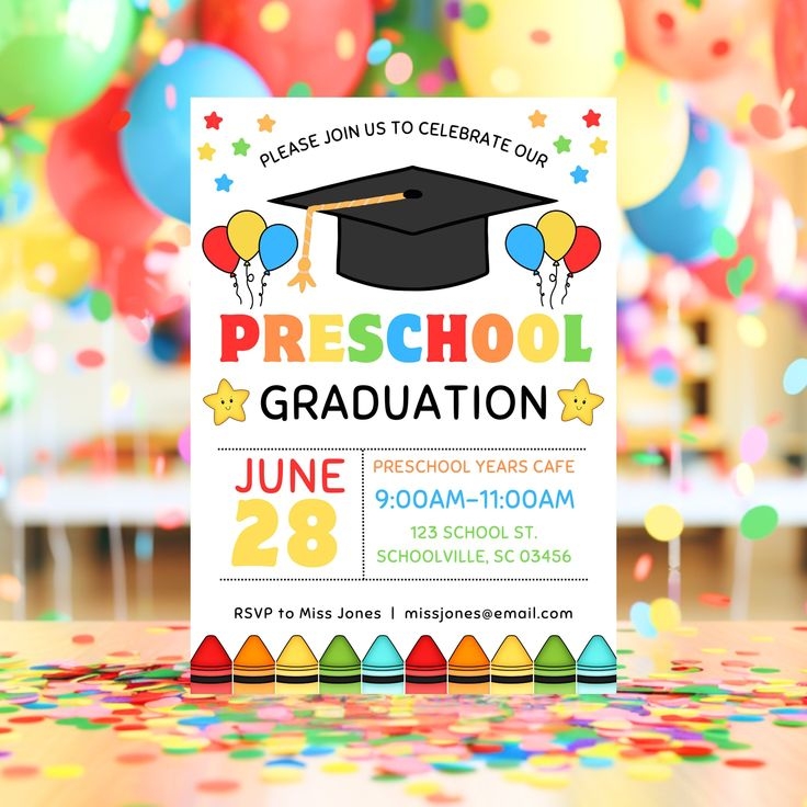 Preschool Graduation Invitation Editable Preschool Digital Graduation