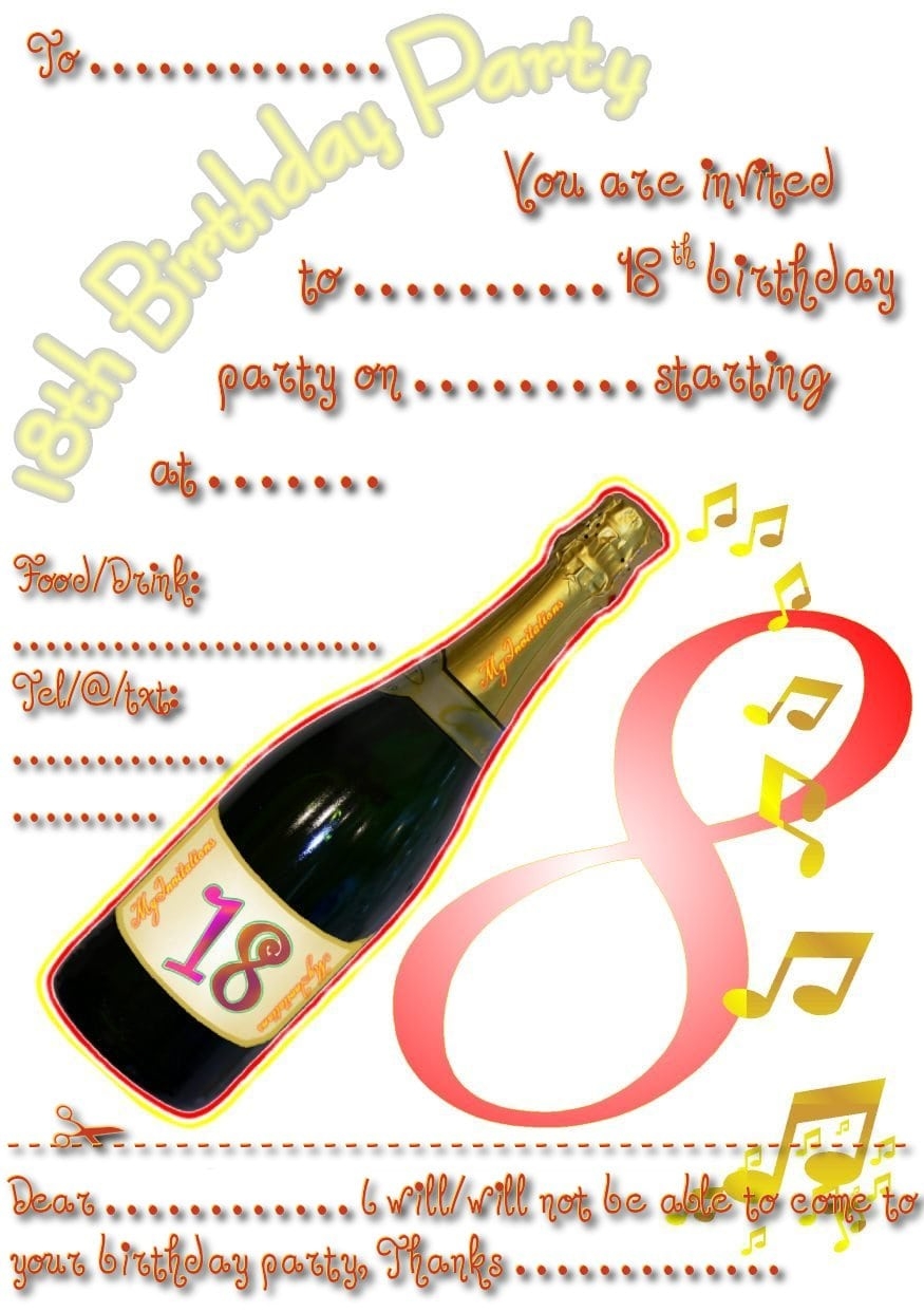 Printable 18th Birthday Invitation Templates
