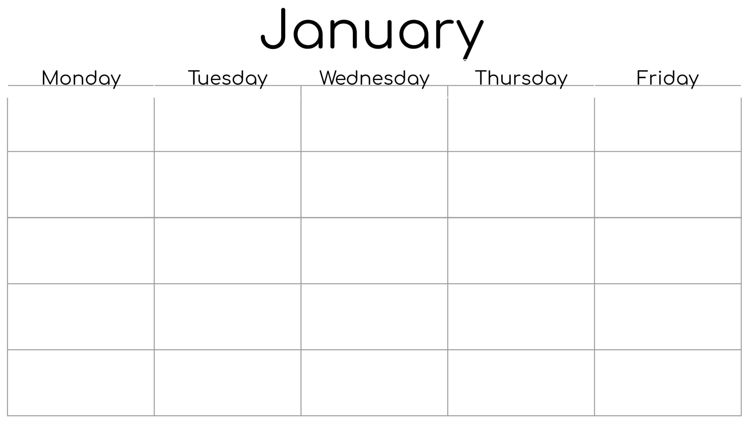 Printable 5 Day Monthly Calendar CalendarsQuick 53 OFF