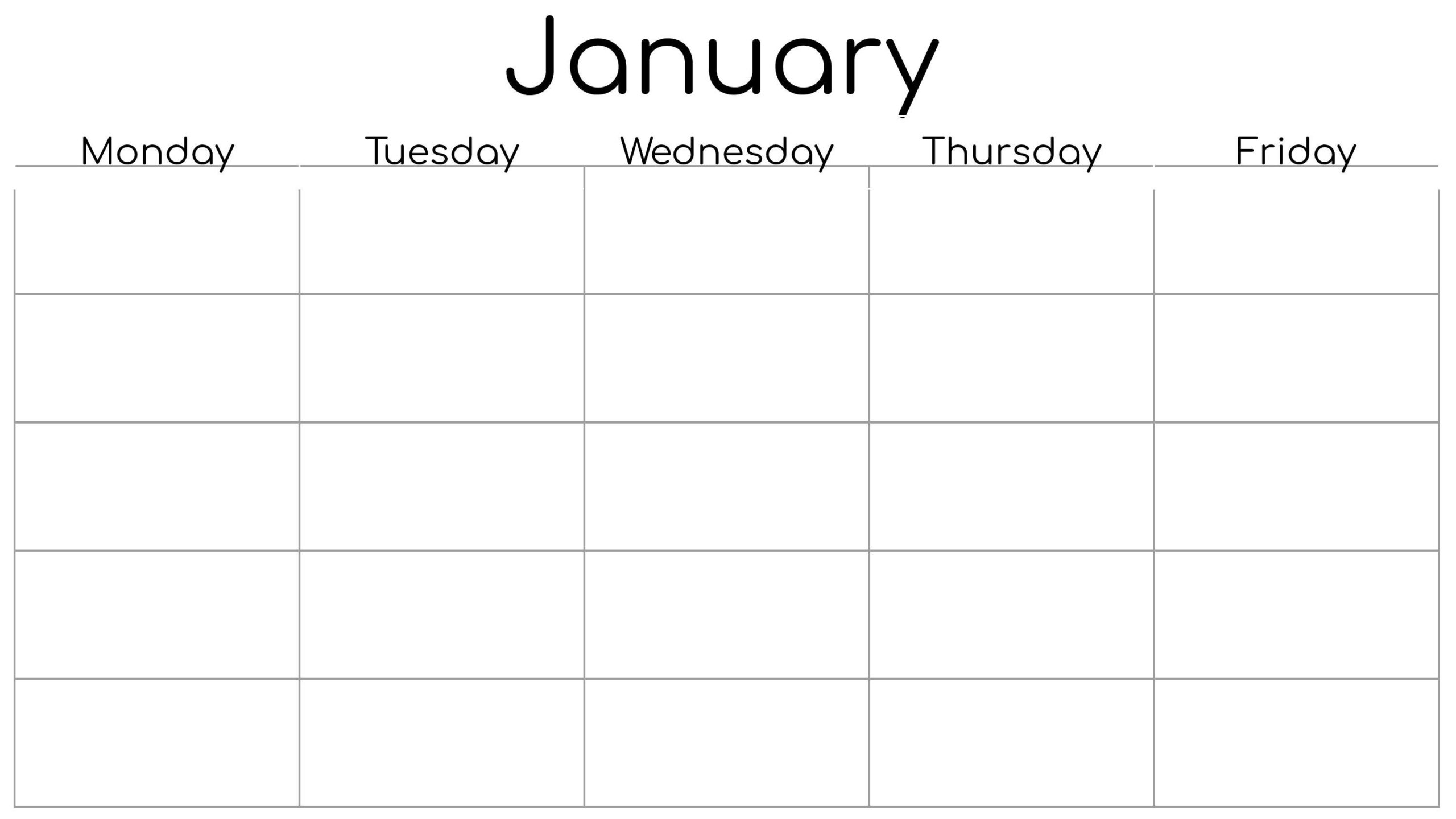 Printable 5 Day Monthly Calendar CalendarsQuick 53 OFF