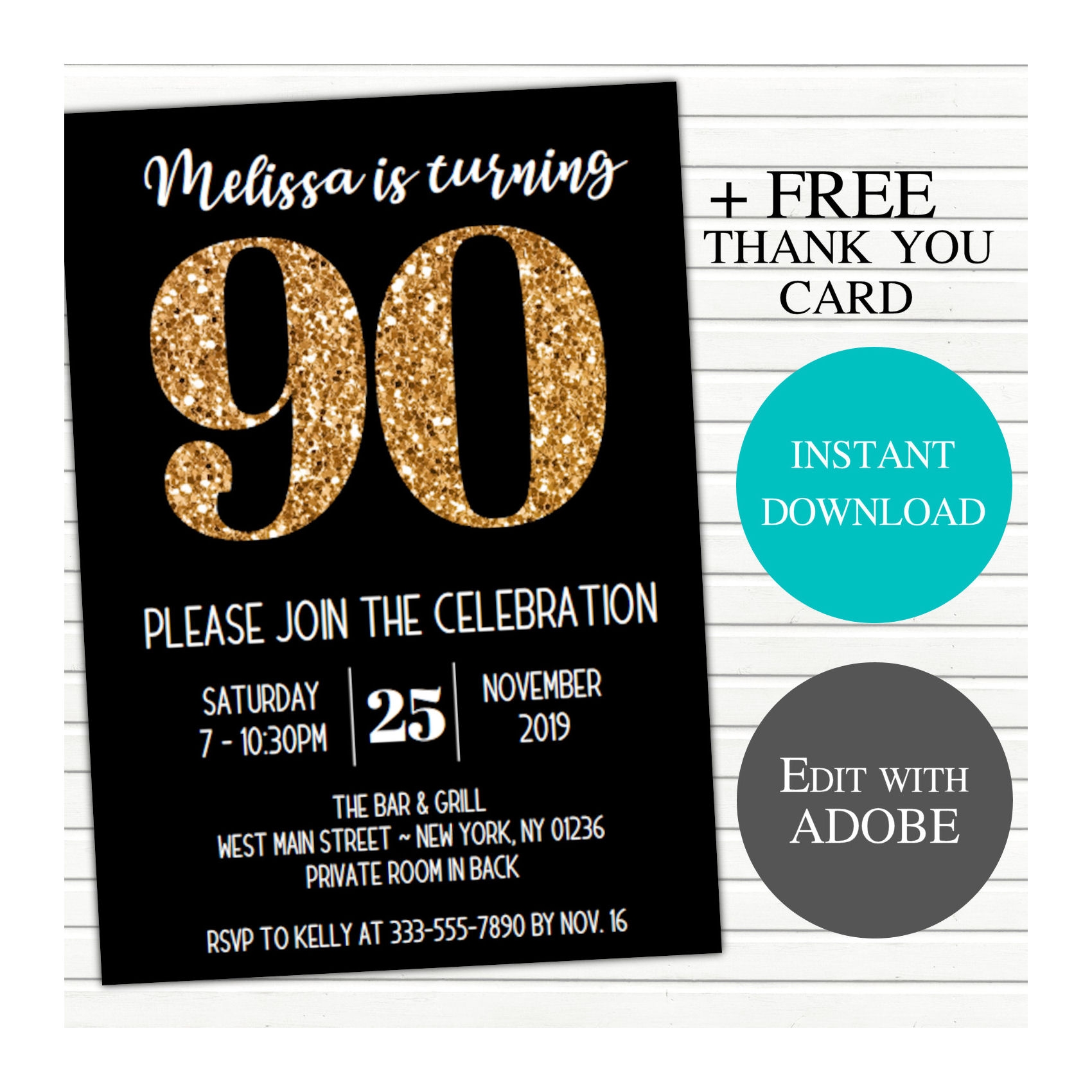 Printable 90Th Birthday Invitations