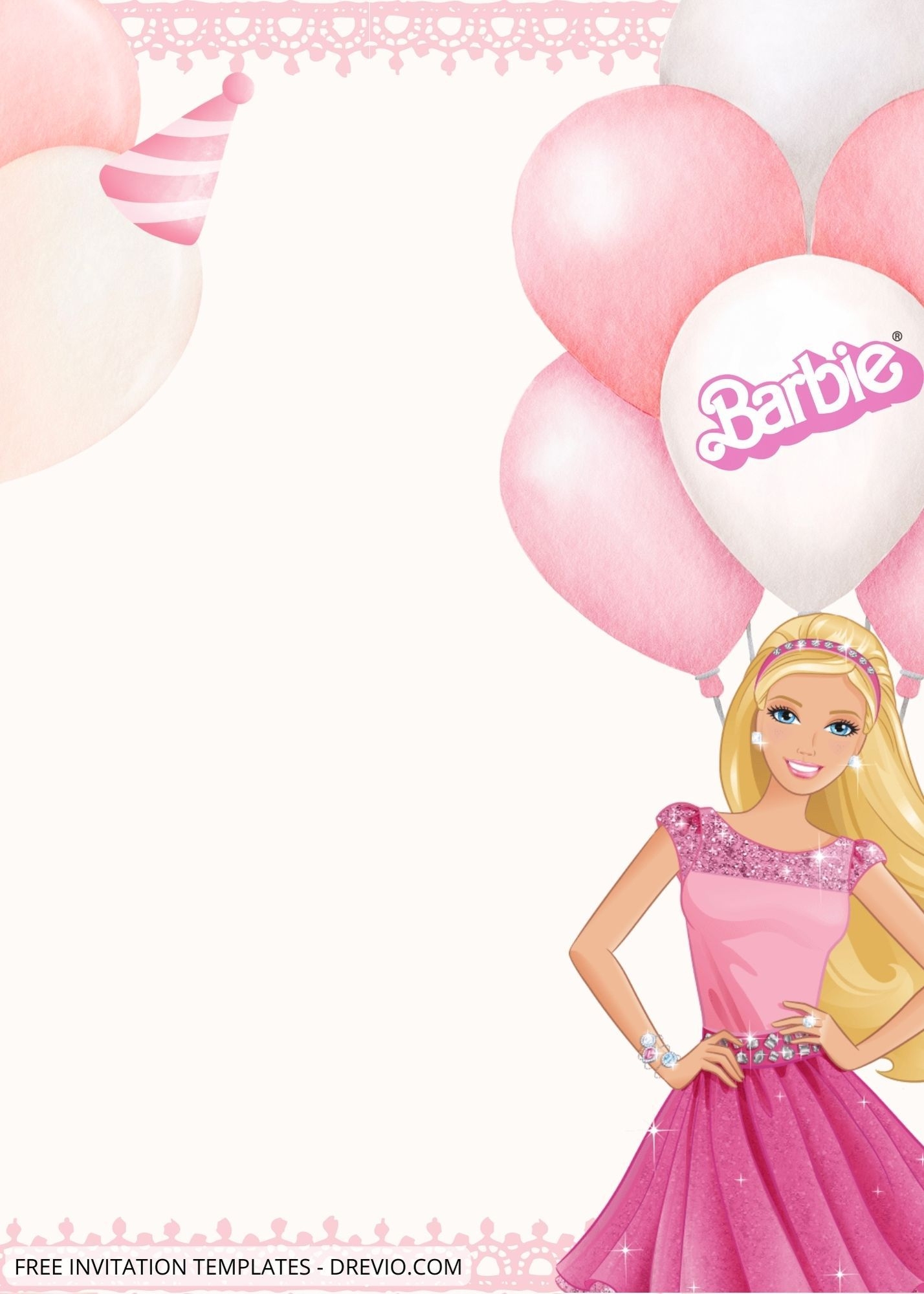 Printable Barbie Birthday Card